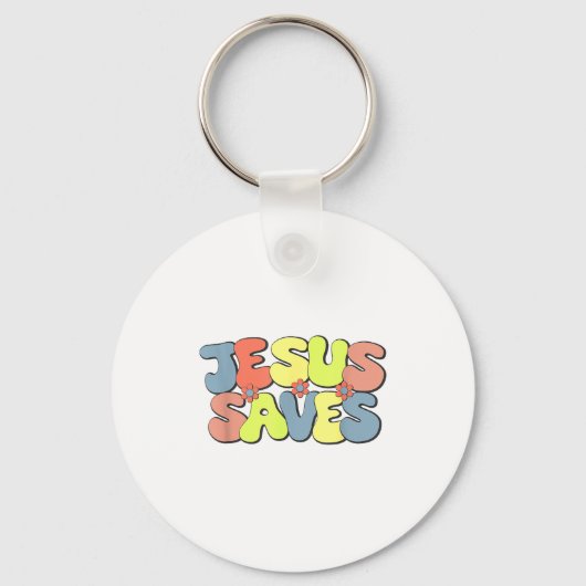 Jesus Saves - Hipe Flower Child Style Sleutelhanger (Voorkant)