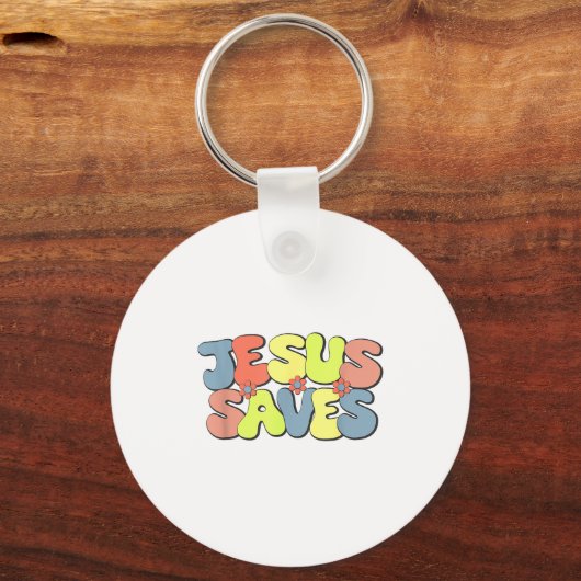 Jesus Saves - Hipe Flower Child Style Sleutelhanger (Voorkant)