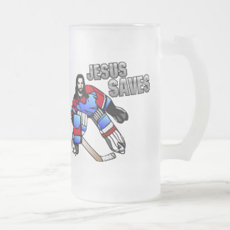 JESUS SAVES HOCKEY GOALIE MATGLAS BIERPUL