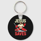 Jesus Saves Ice Hockey Goalie Player Christian Fun Sleutelhanger (Voorkant)