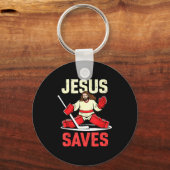 Jesus Saves Ice Hockey Goalie Player Christian Fun Sleutelhanger (Voorkant)