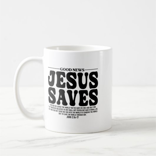 Jesus Saves Onback Subtle Christian Minimal Religi Koffiemok (Links)