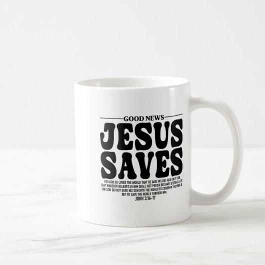 Jesus Saves Onback Subtle Christian Minimal Religi Koffiemok (Rechts)