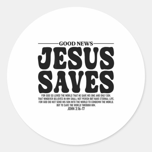 Jesus Saves Onback Subtle Christian Minimal Religi Ronde Sticker (Voorkant)