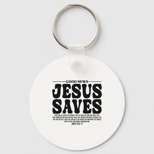 Jesus Saves Onback Subtle Christian Minimal Religi Sleutelhanger (Voorkant)