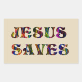 JESUS SAVES RECHTHOEKIGE STICKER (Voorkant)