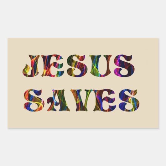 JESUS SAVES RECHTHOEKIGE STICKER (Voorkant)