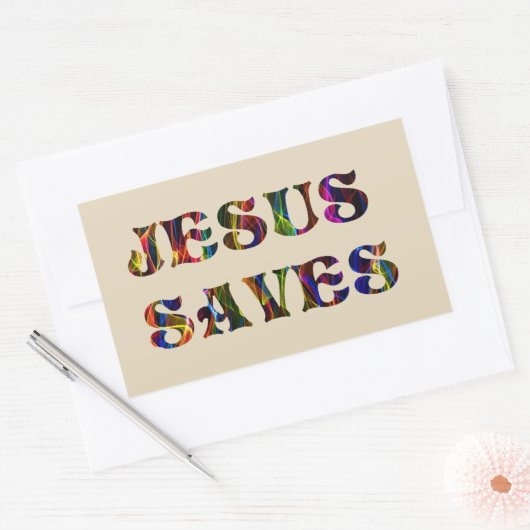 JESUS SAVES RECHTHOEKIGE STICKER (Envelop)