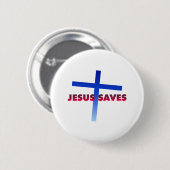 Jesus Saves Ronde Button 5,7 Cm (Voorkant /achterkant)
