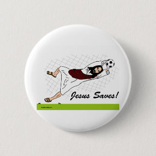 JESUS SAVES! RONDE BUTTON 5,7 CM