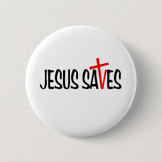 Jesus Saves Ronde Button 5,7 Cm (Voorkant)