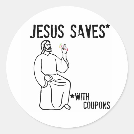 Jesus Saves Ronde Sticker (Voorkant)