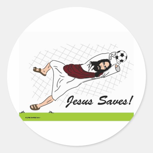JESUS SAVES! RONDE STICKER (Voorkant)