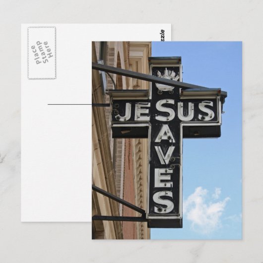Jesus Saves Sign Briefkaart (Voorkant / Achterkant)