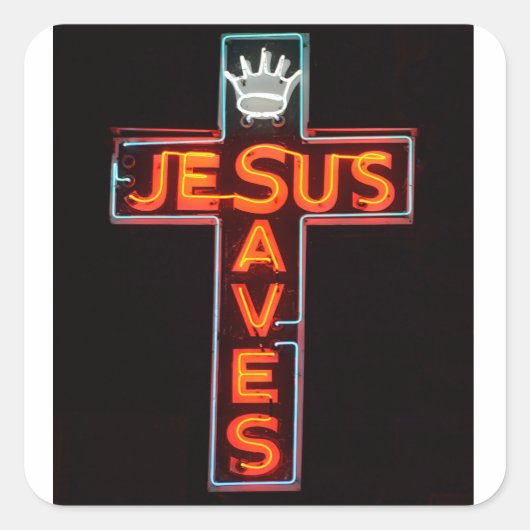 Jesus Saves Sign Vierkante Sticker (Voorkant)