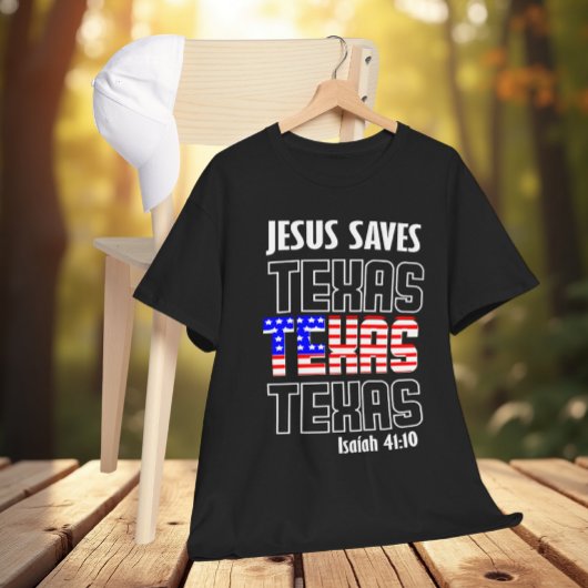  JESUS SAVES TEXAS USA BIBLE VERSE T-SHIRT