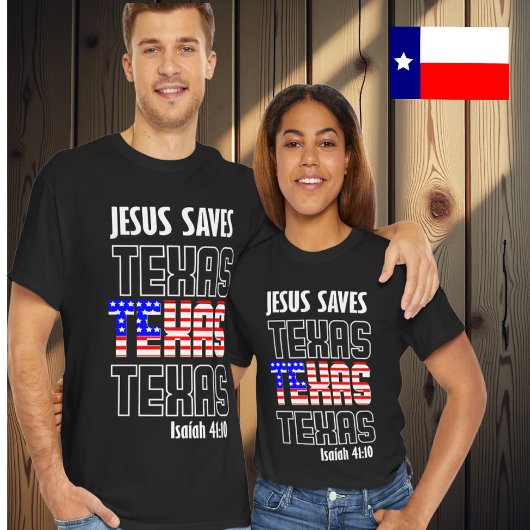  JESUS SAVES TEXAS USA BIBLE VERSE T-SHIRT