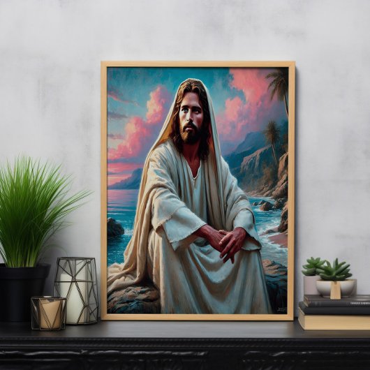 Jesus Savior beroemd gemaakt door Shore in Quiet R Poster