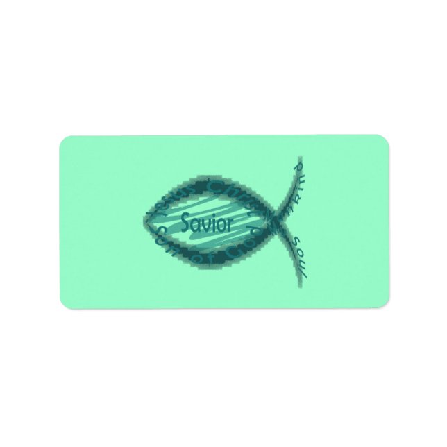 Jesus Savior Christelijk Fish Symbool Etiket (Voorkant)