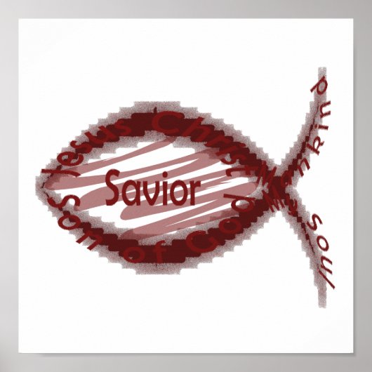 Jesus Savior Fish Symbool Poster (Voorkant)