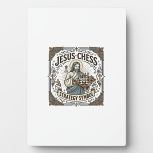 Jesus Schaken Strategie Symbool Jezus Schaken Stra Fotoplaat