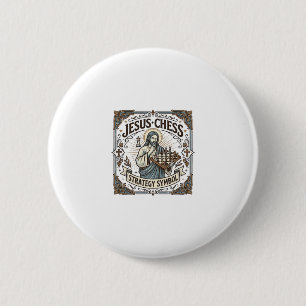 Jesus Schaken Strategie Symbool Jezus Schaken Stra Ronde Button 5,7 Cm