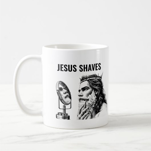 Jesus Scheert - Grappige Jezus Meme Koffiemok (Links)