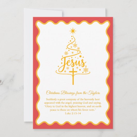 Jesus Script Christmas Tree Blessings Feestdagenkaart (Voorkant)