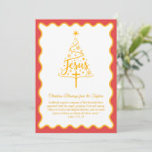 Jesus Script Christmas Tree Blessings Feestdagenkaart (Staand voorkant)