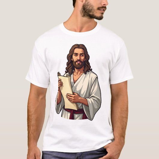 Jesus Scroll Schriftuur Vintage Gravure T-shirt 2 (Voorkant)