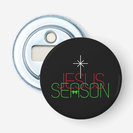 Jesus Seizoen Button Flesopener (Voorkant)