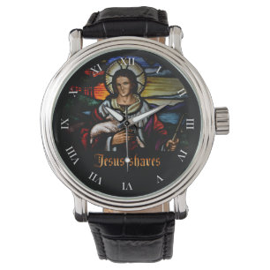 Jesus Shaves Let op gezicht Horloge
