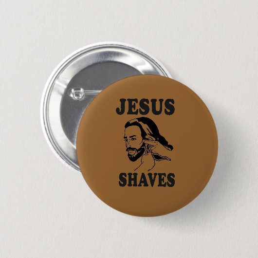 JESUS SHAVES RONDE BUTTON 5,7 CM (Voorkant /achterkant)