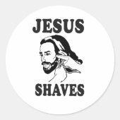 JESUS SHAVES RONDE STICKER (Voorkant)