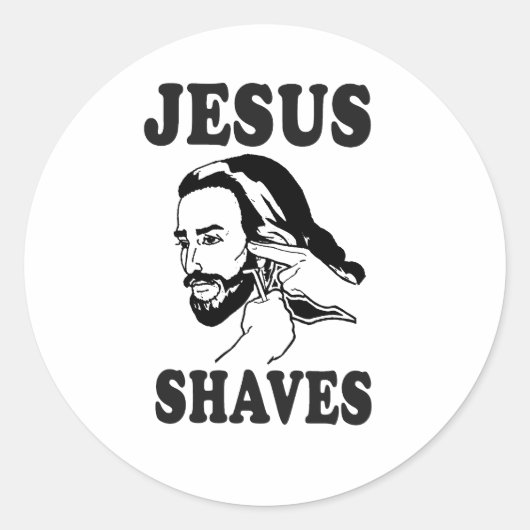 JESUS SHAVES RONDE STICKER (Voorkant)