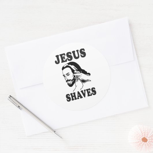 JESUS SHAVES RONDE STICKER (Envelop)