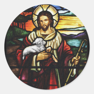 Jesus Shepherd met zijn Sheep Ronde Sticker