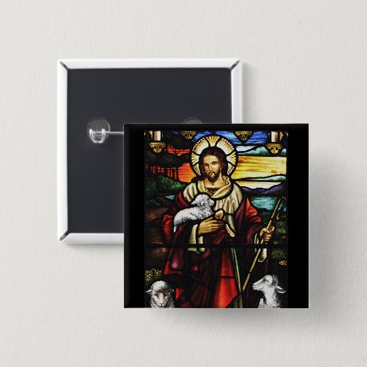 Jesus Shepherd met zijn Sheep Vierkante Button 5,1 Cm (Voorkant /achterkant)