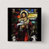 Jesus Shepherd met zijn Sheep Vierkante Button 5,1 Cm (Voorkant)