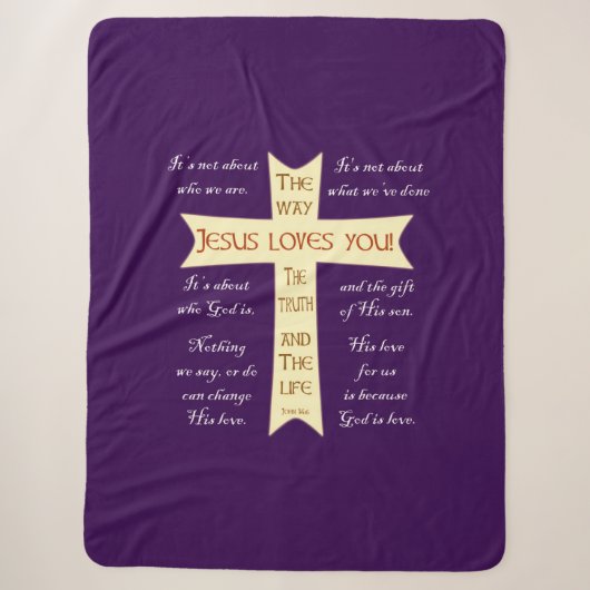 Jesus Sherpa Blanket - Paarse Deken (Voorkant)