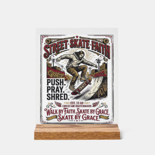 Jesus Skate Longboard T-shirt Christelijk Acryl Bord