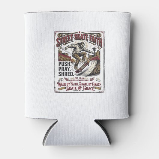 Jesus Skate Longboard T-shirt Christelijk Blikjeskoeler (Voorkant)