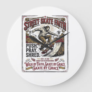 Jesus Skate Longboard T-shirt Christelijk Grote Klok