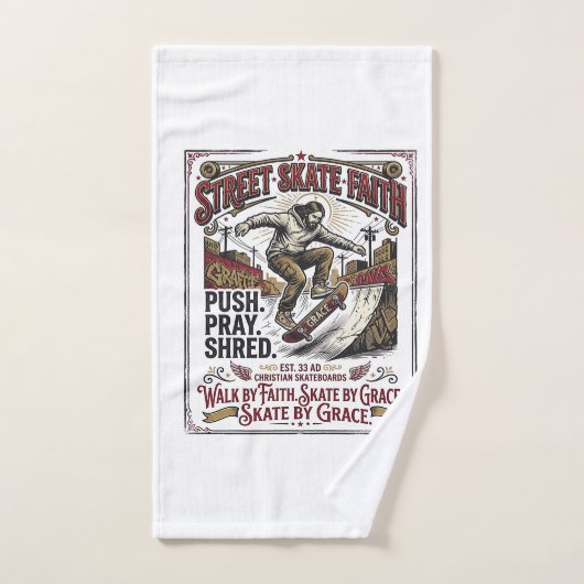 Jesus Skate Longboard T-shirt Christelijk Handdoek (Handdoek)