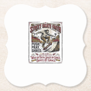 Jesus Skate Longboard T-shirt Christelijk Kartonnen Onderzetters