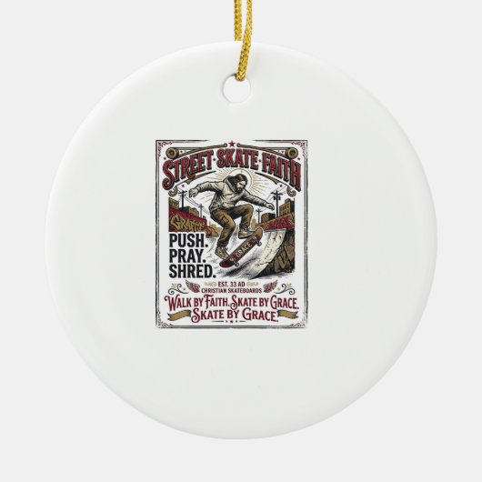 Jesus Skate Longboard T-shirt Christelijk Keramisch Ornament (Voorkant)