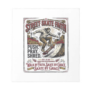Jesus Skate Longboard T-shirt Christelijk Notitieblok