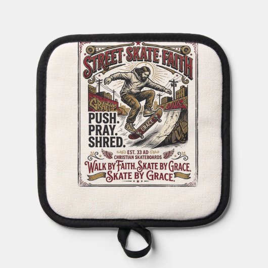 Jesus Skate Longboard T-shirt Christelijk Pannenlap (Voorkant)