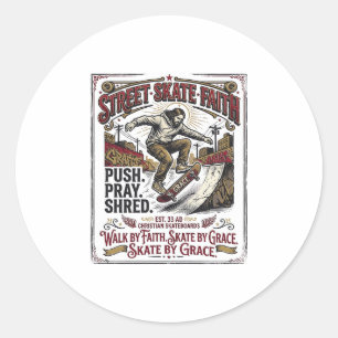 Jesus Skate Longboard T-shirt Christelijk Ronde Sticker