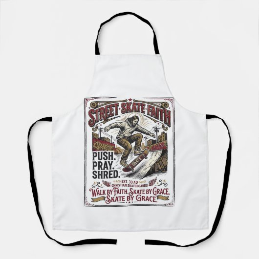 Jesus Skate Longboard T-shirt Christelijk Schort (Voorkant)